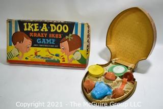 Vintage  Ike A Doo Krazy Ikes Board Game  & Children's Akro Agate Glass Tea Set  