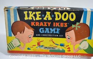 Vintage  Ike A Doo Krazy Ikes Board Game  & Children's Akro Agate Glass Tea Set  