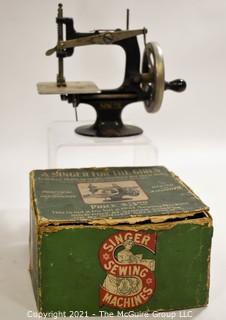 Vintage "A Singer For The Girls" Hand Crank Sewing Machine in Original Box.  