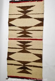 Antique Native American Navajo or Hopi Nation Wool Hand Woven Throw Rug.  Measures 35" x 16" (TMG re-numbered)