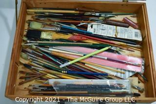 Grouping of Artists Brushes and Carrying Case 