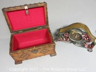 Keepsake box (6"T x 7"W) and mantle clock 