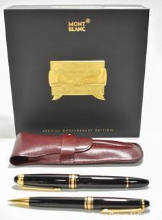 Mont Blanc Meisterstuck Set: 75th Anniversary Fountain Pen #147 with 14k gold nib; size M; and Mechanical Pencil; New In Box (NIB) 