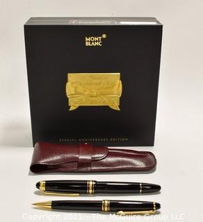 Mont Blanc Meisterstuck Set: 75th Anniversary Fountain Pen #147 with 14k gold nib; size M; and Mechanical Pencil; New In Box (NIB) 