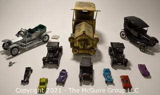 Group of Vintage Metal Toy Cars.  Includes Tootsie Toy. 