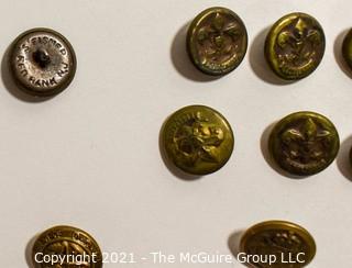 Collection of Vintage Brass Buttons from Boys Scout Uniform and Other Fraternal Orders. 