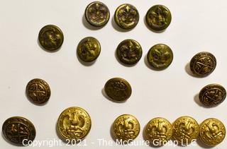 Collection of Vintage Brass Buttons from Boys Scout Uniform and Other Fraternal Orders. 