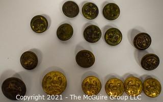 Collection of Vintage Brass Buttons from Boys Scout Uniform and Other Fraternal Orders. 