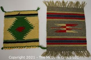 (2) Small Flat Hand Woven Decorative Table Squares.