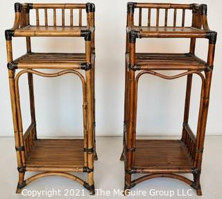 Set of Two (2) Asian Style Rattan End Tables. 