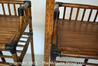 Set of Two (2) Asian Style Rattan End Tables. 