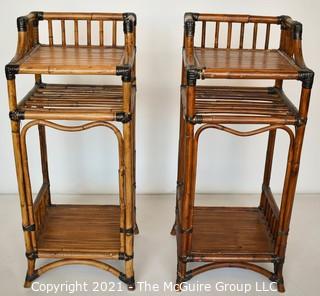 Set of Two (2) Asian Style Rattan End Tables. 