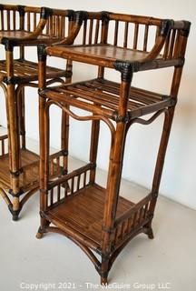 Set of Two (2) Asian Style Rattan End Tables. 