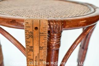 Contemporary Asian Style Rattan Plant Stand and Painted Metal Umbrella Stand.