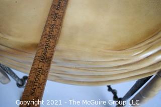 Maitland Smith Brass End Table with Faux Marble Top and Paw Feet.  Measures 31" tall x 23" square. 