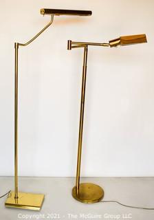 Two (2) Contemporary Brass Adjustible Floor Lamps