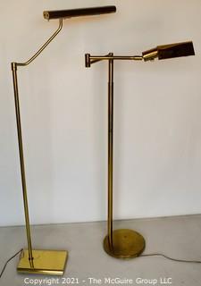 Two (2) Contemporary Brass Adjustible Floor Lamps