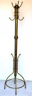 Vintage Brass Floor Coat Rack.  Measure 71" Tall. 