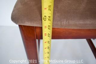 Two (2) Contemporary Wood Bar Stools with Suede Cushion and Back