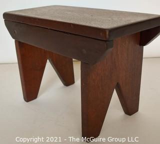 Primitive Wooden Bench or Stool, Handcrafted by Robert Edmund