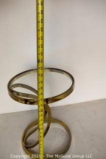 Mid-Century Modern Circular Brass and Glass Cantilever Side Table