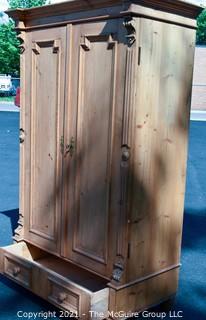 Antique Circa 1850 Hand Carved Pine Two Door Armoir with Key Lock.  Measures 39" x 23" x 70". Additional Info added 8.12.21@2"40pm ET {Inside width is 36"}