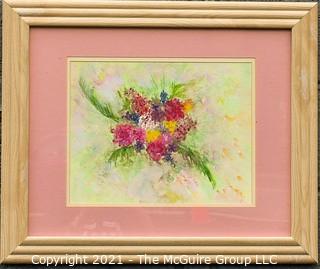 Framed Under Glass Original Artwork of Flowers.  Measures 19" x 23".