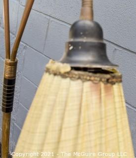 Mid Century Modern Three (3) Light Goose Neck Floor Lamp with Original Shades.   Shades have some wear due to age.  