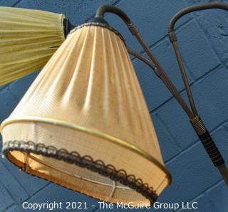 Mid Century Modern Three (3) Light Goose Neck Floor Lamp with Original Shades.   Shades have some wear due to age.  