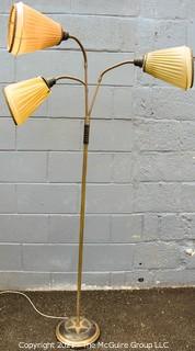 Mid Century Modern Three (3) Light Goose Neck Floor Lamp with Original Shades.   Shades have some wear due to age.  