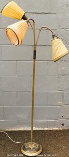 Mid Century Modern Three (3) Light Goose Neck Floor Lamp with Original Shades.   Shades have some wear due to age.  