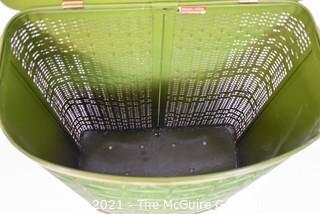 Vintage Mid Century Pearl Wick Green Rattan Laundry Hamper Basket.   Measures 24" tall.