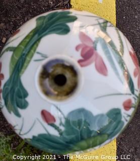 Asian Round Hand Painted Floral Vase with Chop Mark on Bottom.  Measures 9" tall.