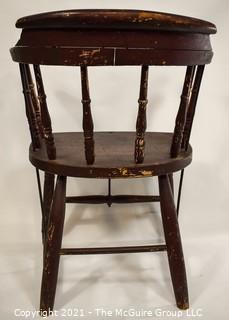 18th Century Antique Windsor Chair With Extended Arms and Metal Braces. 