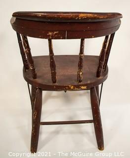 18th Century Antique Windsor Chair With Extended Arms and Metal Braces. 