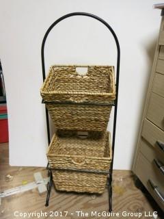 Clothes Hamper/Stacking Baskets in Metal Frame; 36" T 