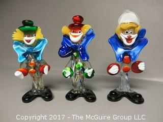 3 glass Clowns 