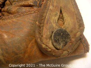 Vintage Softball Glove: 1930-40's Montgomery Wards; Crescent Pad, Thumb Pad and Lace Webbing