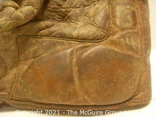 Vintage Softball Glove: 1930-40's Montgomery Wards; Crescent Pad, Thumb Pad and Lace Webbing