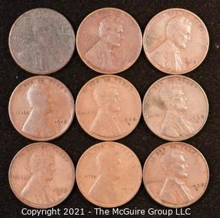 Numismatic: U.S. Coins: (9) Wheat Cents