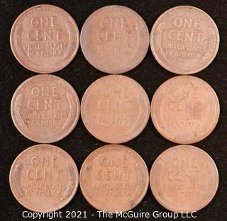 Numismatic: U.S. Coins: (9) Wheat Cents