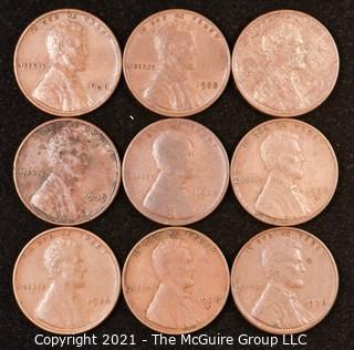 Numismatic: U.S. Coins: (9) Wheat Cents