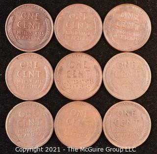 Numismatic: U.S. Coins: (9) Wheat Cents