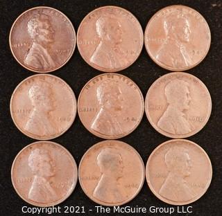 Numismatic: U.S. Coins: (9) Wheat Cents