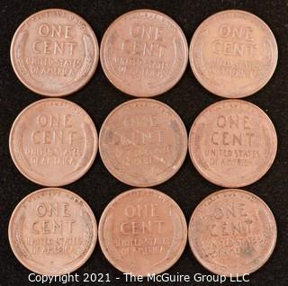 Numismatic: U.S. Coins: (9) Wheat Cents