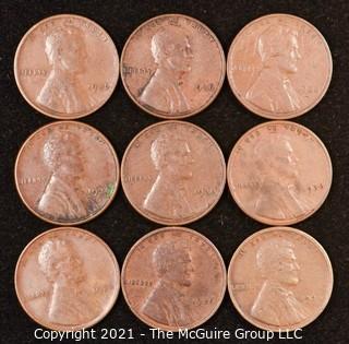 Numismatic: U.S. Coins: (9) Wheat Cents