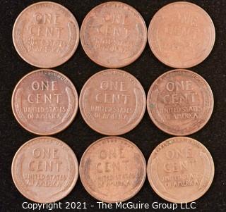 Numismatic: U.S. Coins: (9) Wheat Cents