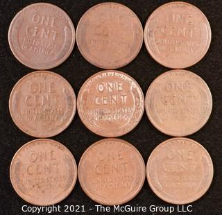 Numismatic: U.S. Coins: (9) Wheat Cents