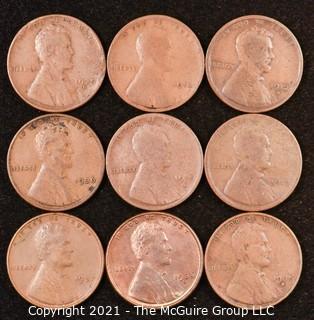 Numismatic: U.S. Coins: (9) Wheat Cents