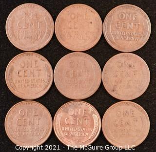 Numismatic: U.S. Coins: (9) Wheat Cents